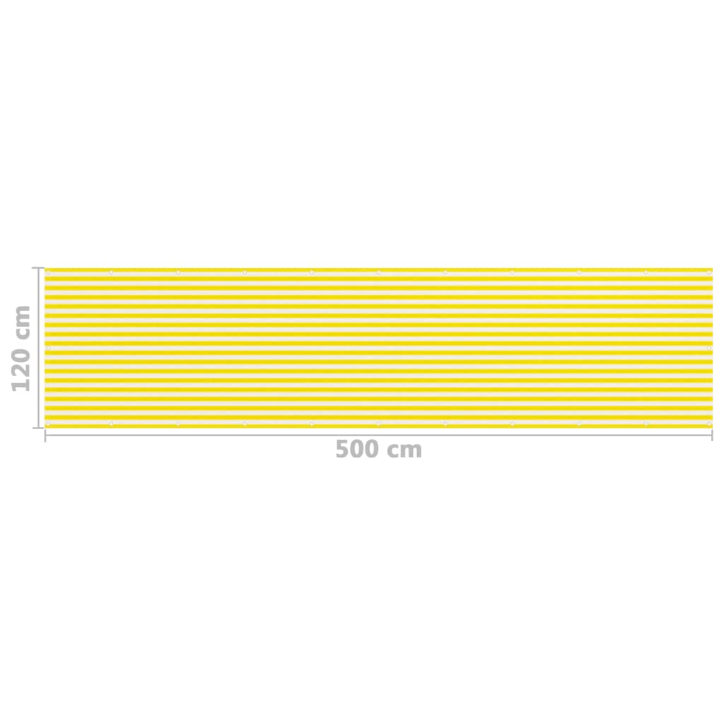 altanafskærmning 120x500 cm HDPE gul og hvid