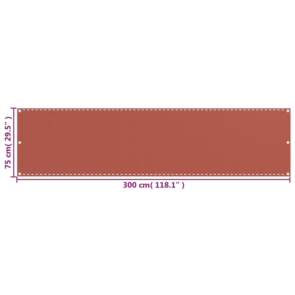altanafskærmning 75x300 cm HDPE terrakotta