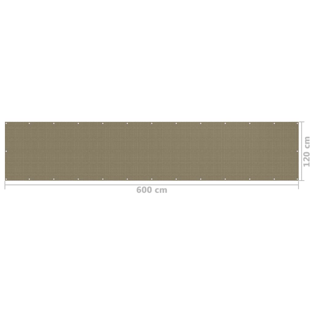 altanafskærmning 120x600 cm HDPE gråbrun