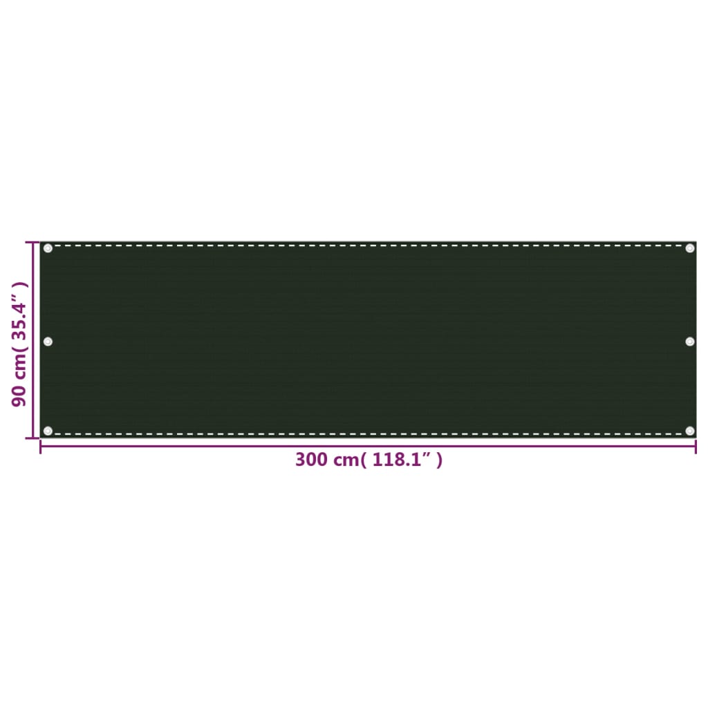 altanafskærmning 90x300 cm HDPE mørkegrøn