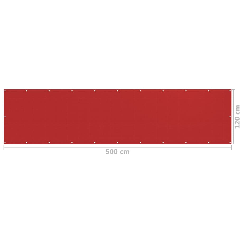altanafskærmning 120x500 cm HDPE rød