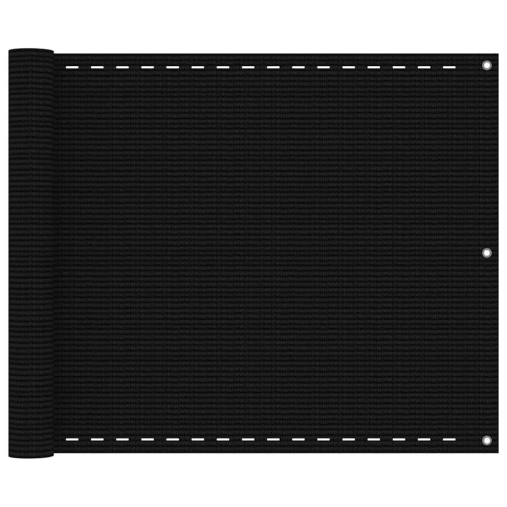 Altanafskærmning 75×300 cm i HDPE - sort privatlivssejl