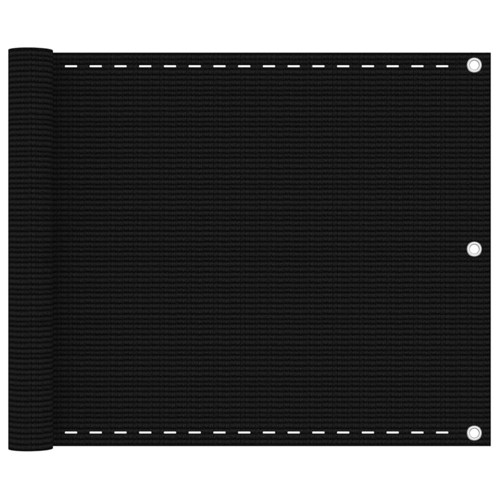 Altanafskærmning 75 × 500 cm - HDPE, sort