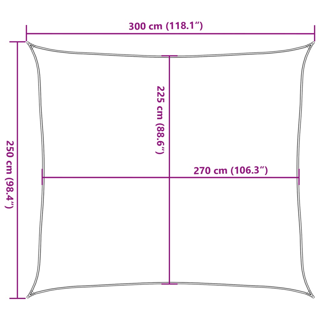 solsejl 2,5x3 m 160 g/m² HDPE antracitgrå