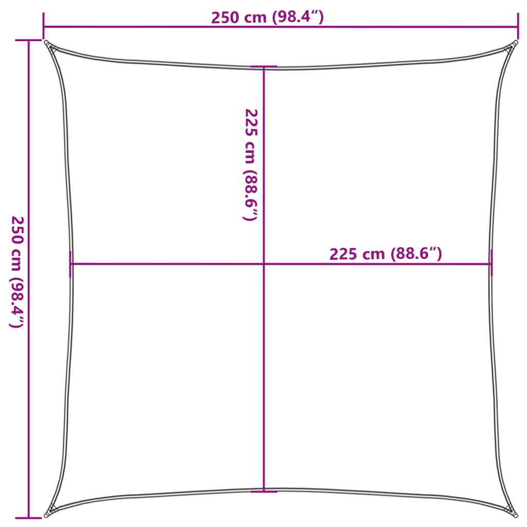 solsejl 2,5x2,5 m 160 g/m² HDPE beige