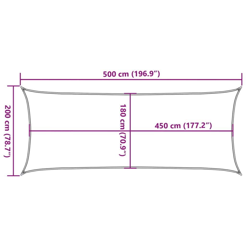 solsejl 2x5 m 160 g/m² HDPE beige