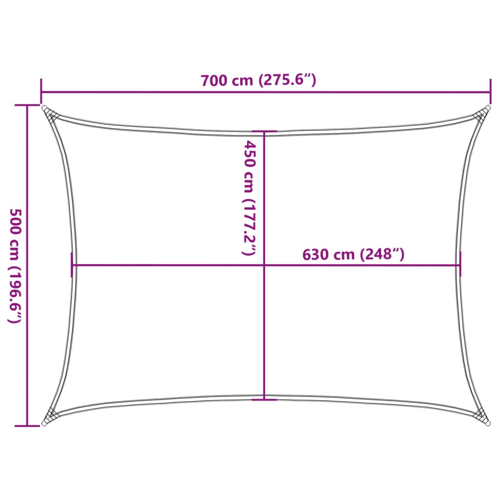 solsejl 160 g/m² 5x7 m HDPE beige