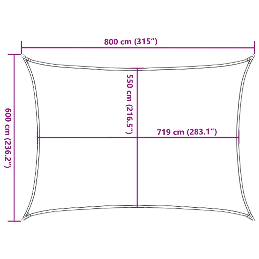 solsejl 160 g/m² 6x8 m HDPE beige