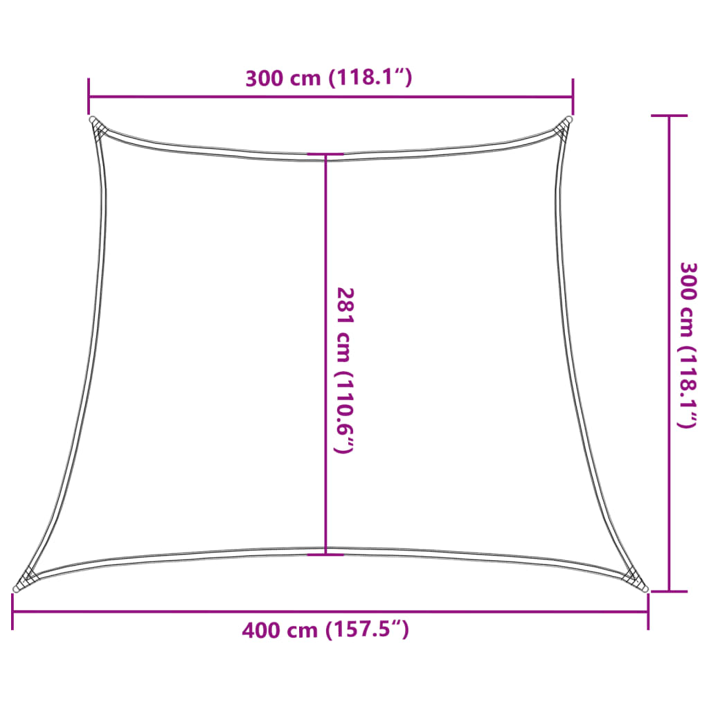 solsejl 3/4x3 m 160 g/m² HDPE beige