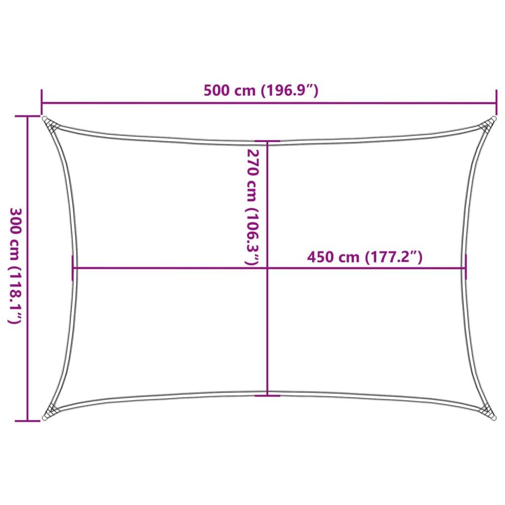 solsejl 160 g/m² 3x5 m HDPE hvid