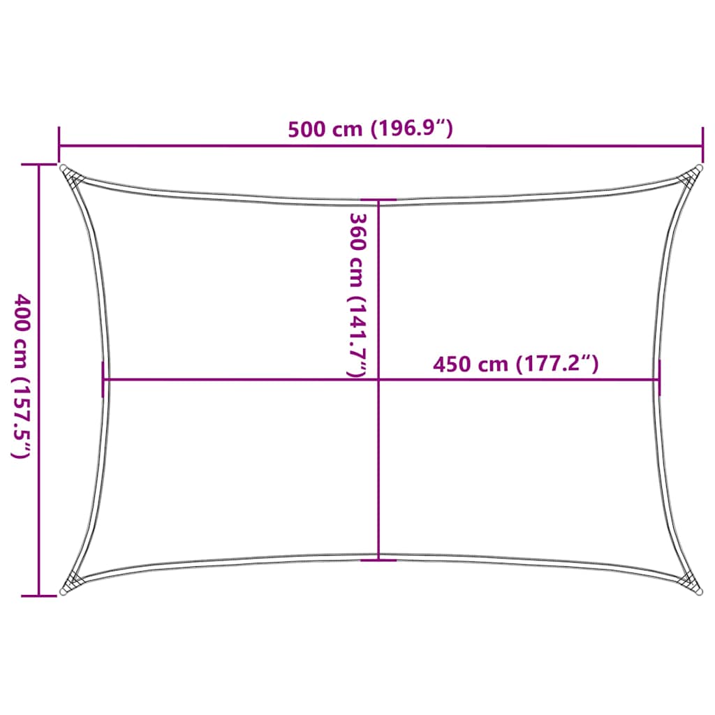 solsejl 160 g/m² 4x5 m HDPE hvid