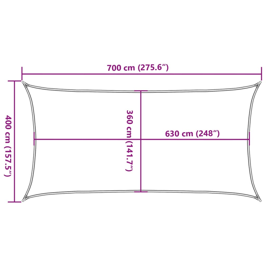 solsejl 160 g/m² 4x7 m HDPE hvid