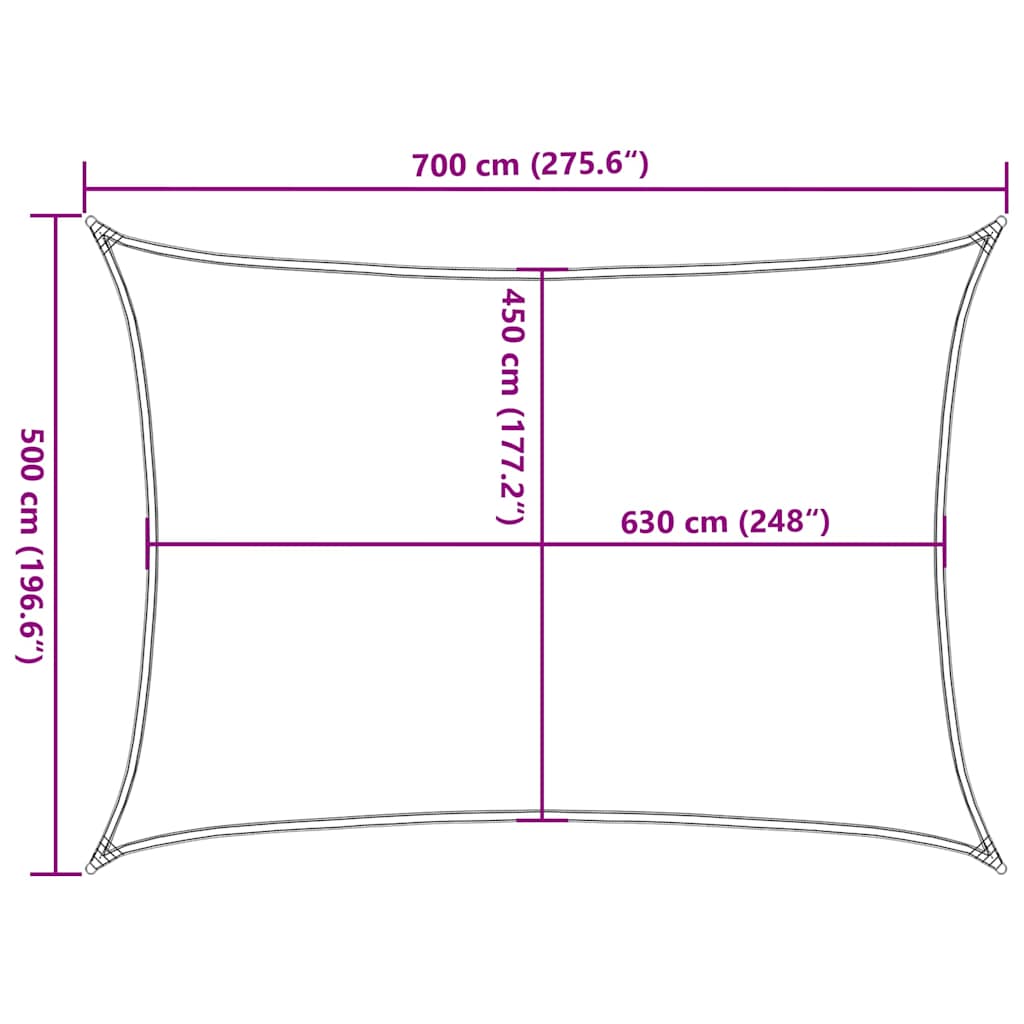 solsejl 160 g/m² 5x7 m HDPE hvid
