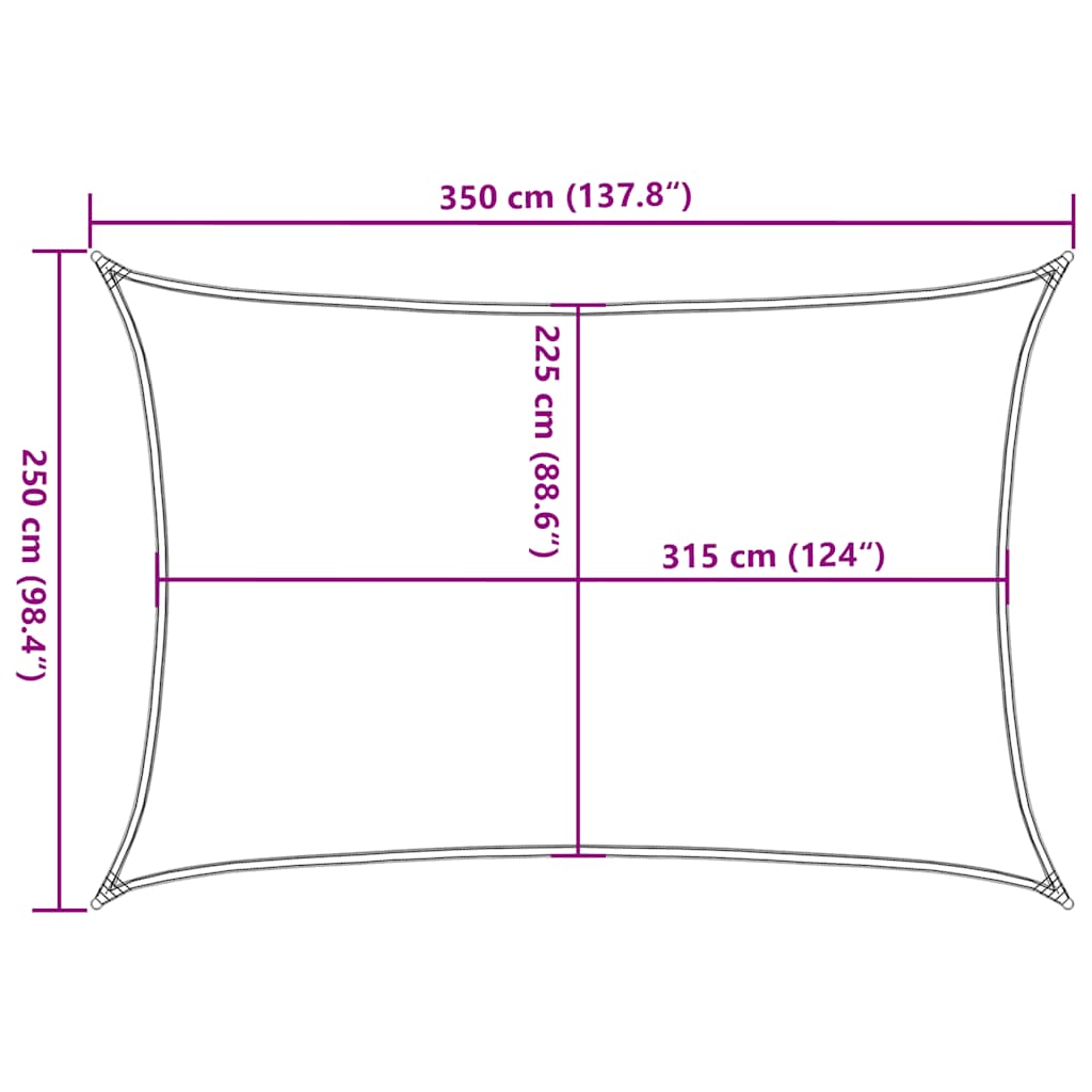 solsejl 2,5x3,5 m 160 g/m² HDPE lysegrøn