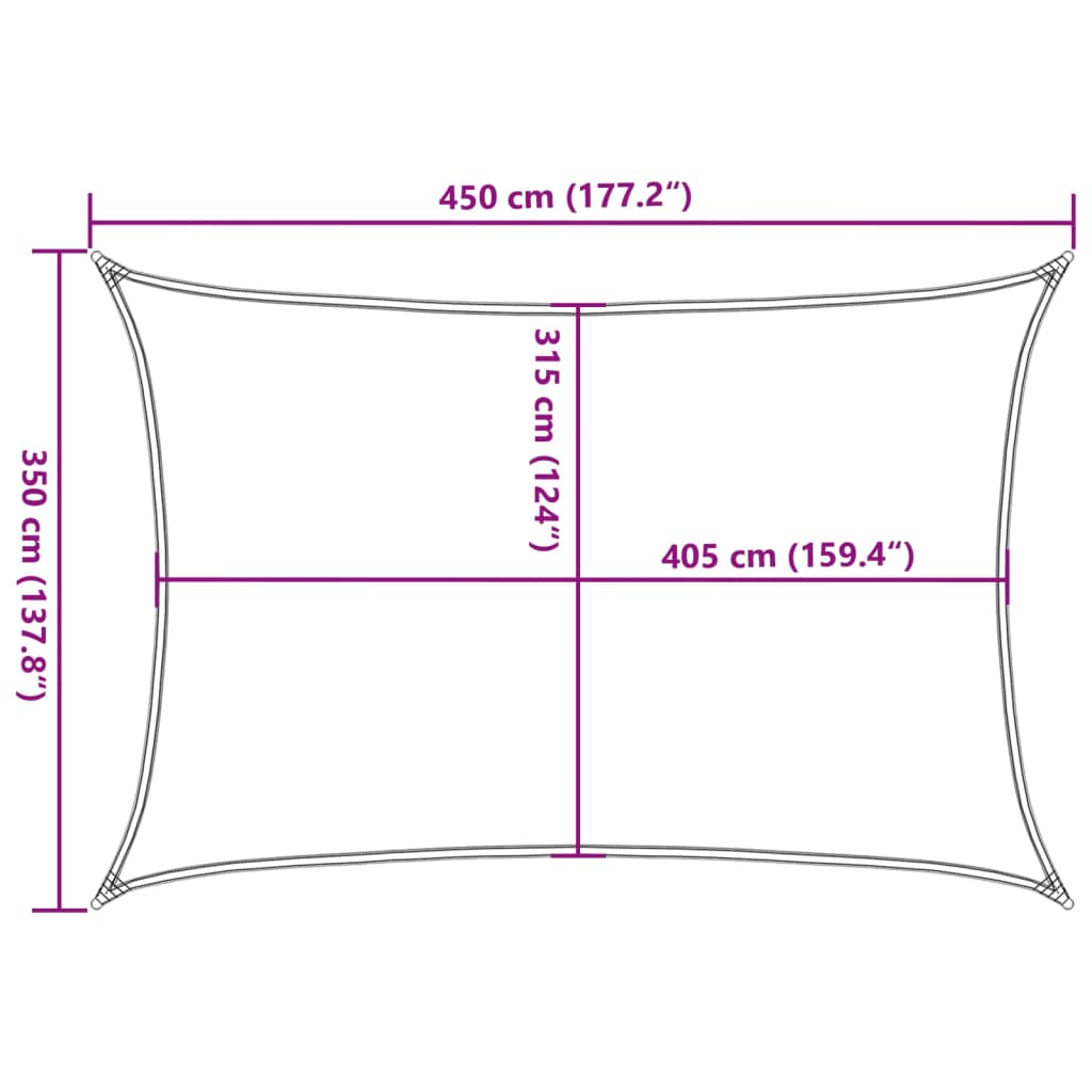 solsejl 3,5x4,5 m 160 g/m² HDPE lysegrøn