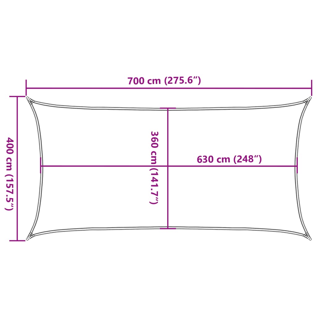 solsejl 4x7 m 160 g/m² HDPE lysegrøn