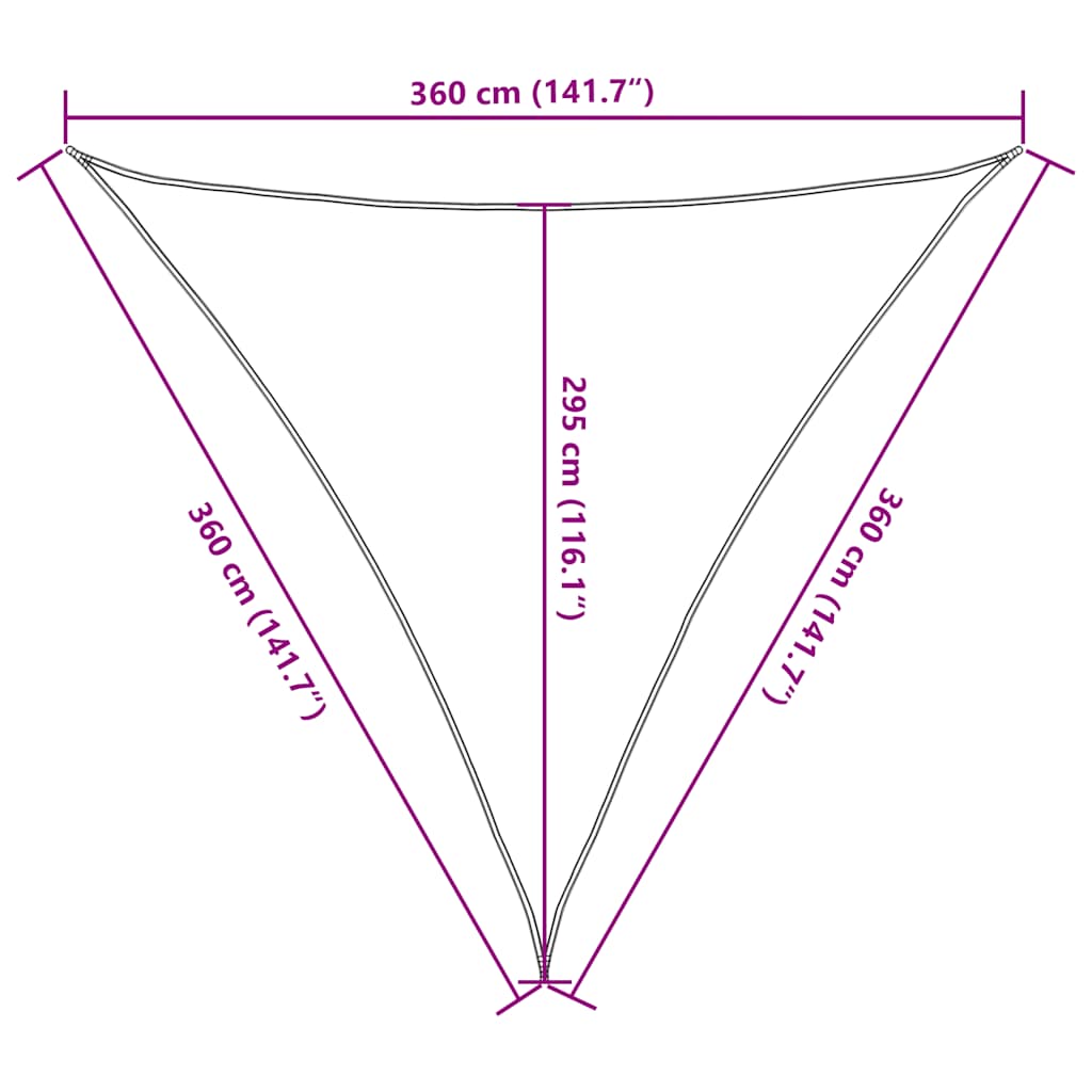 solsejl 3,6x3,6x3,6 m 160 g/m² HDPE lysegrøn