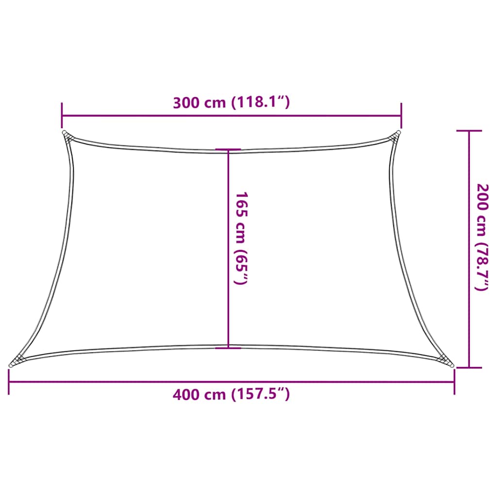 solsejl 3/4x2 m 160 g/m² HDPE terrakotta