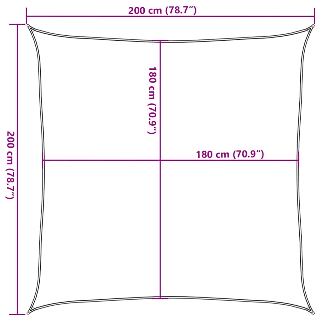 solsejl 2x2 m 160 g/m² HDPE gråbrun