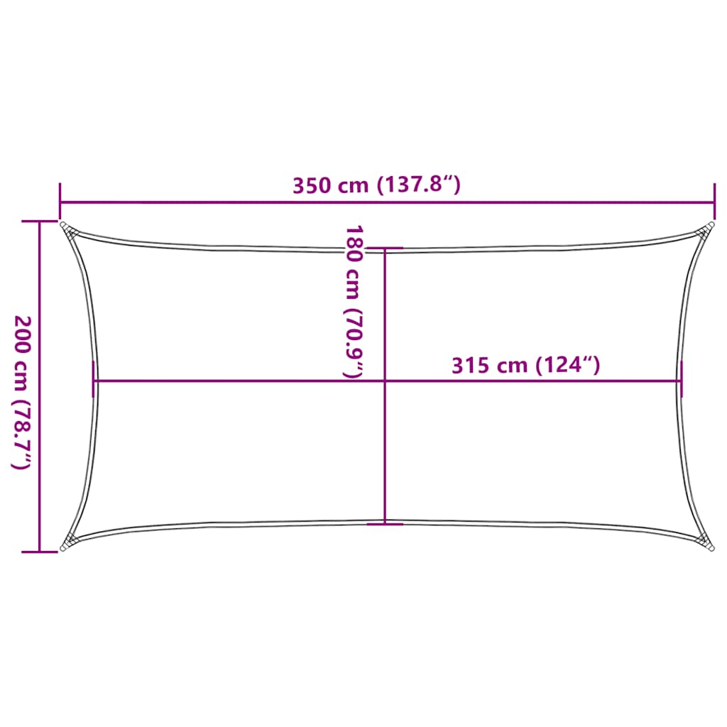 solsejl 2x3,5 m 160 g/m² HDPE gråbrun