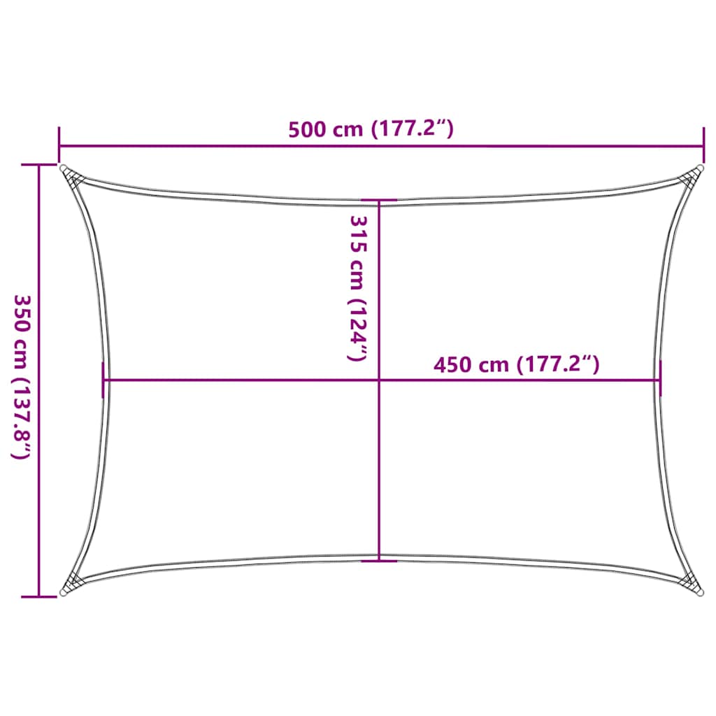 solsejl 160 g/m² 3,5x5 m HDPE gråbrun