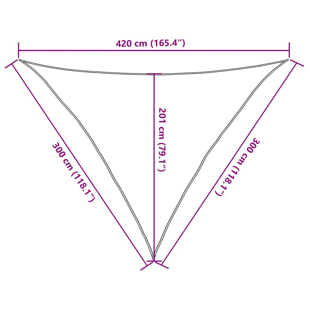 solsejl 3x3x4,2 m 160 g/m² HDPE gråbrun