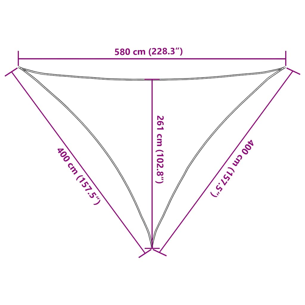 solsejl 4x4x5,8 m 160 g/m² HDPE gråbrun