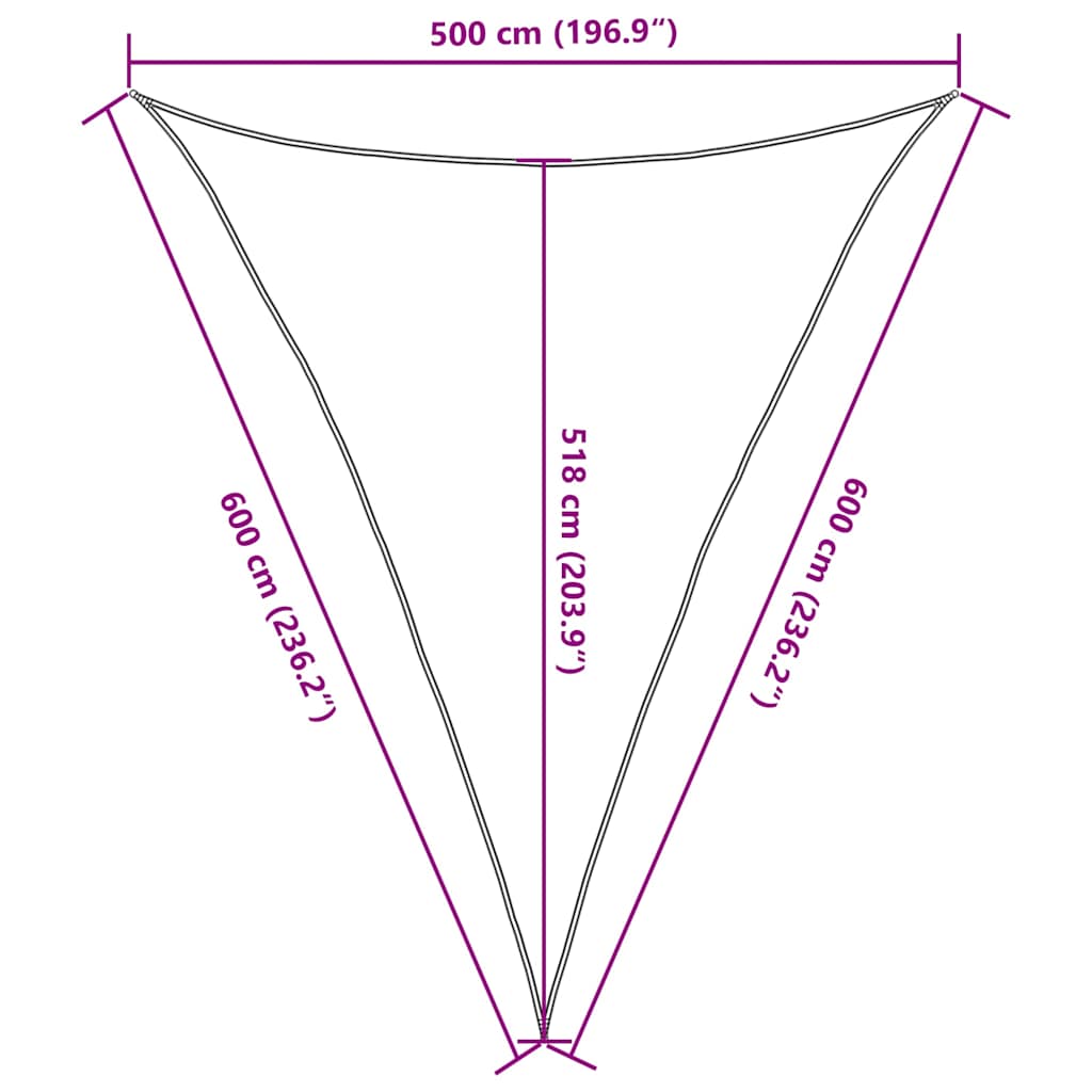 solsejl 160 g/m² 5x6x6 m HDPE gråbrun