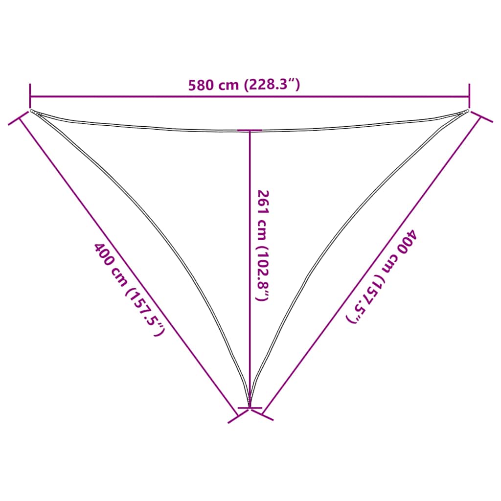 solsejl 4x4x5,8 m 160 g/m² HDPE gul