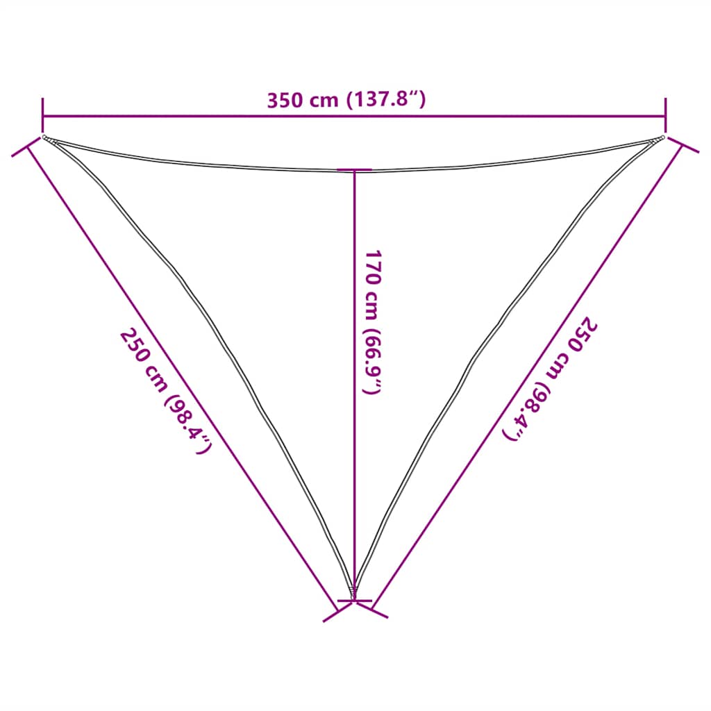 solsejl 160 g/m² 2,5x2,5x3,5 m HDPE rød