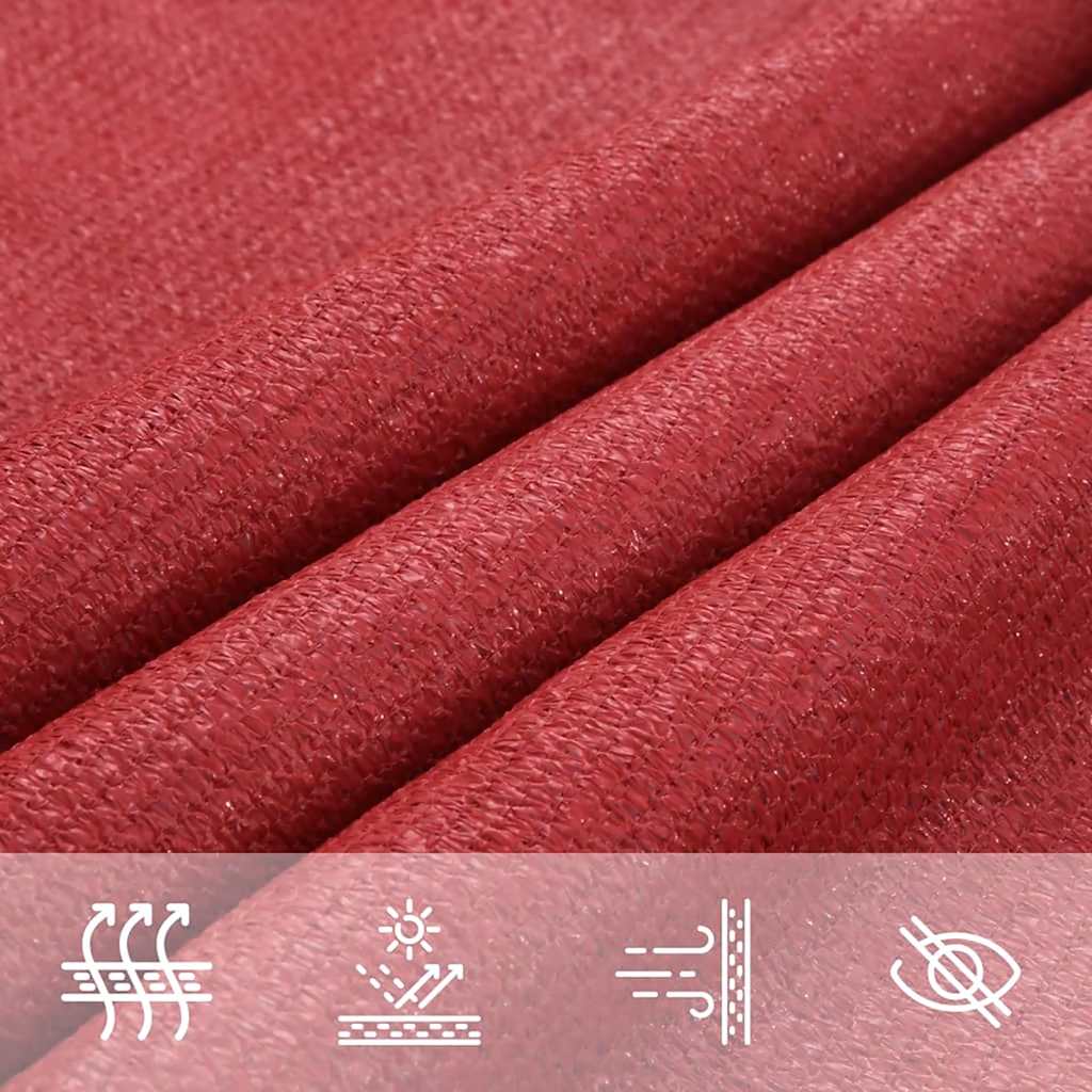 solsejl 3x3x3 m 160 g/m² HDPE rød