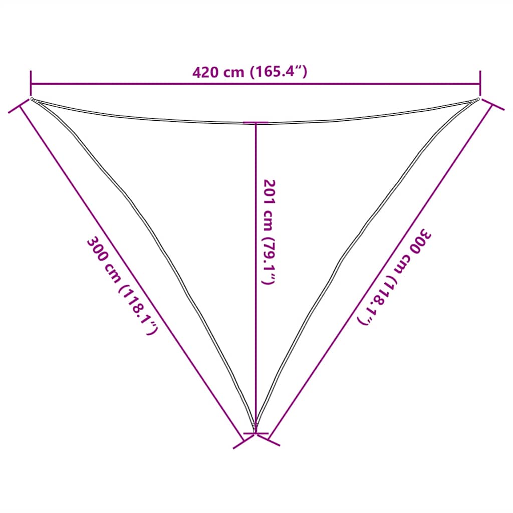 solsejl 3x3x4,2 m 160 g/m² HDPE rød
