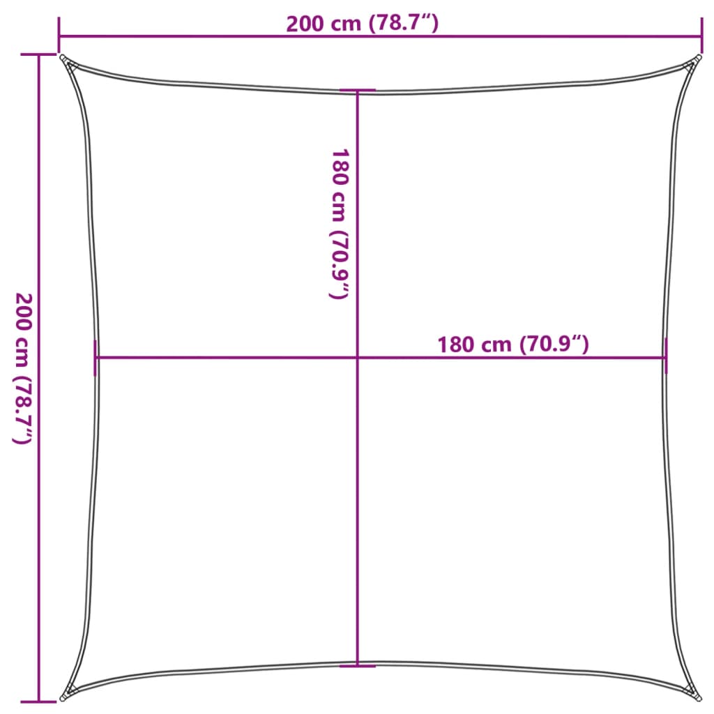 solsejl 2x2 m 160 g/m² HDPE sort