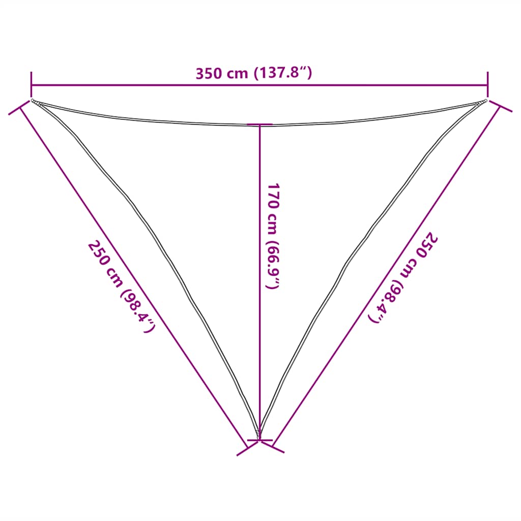 solsejl 160 g/m² 2,5x2,5x3,5 m HDPE sort
