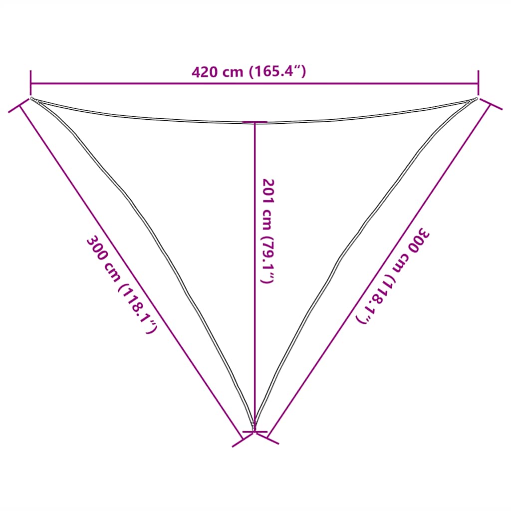 solsejl 3x3x4,2 m 160 g/m² HDPE sort