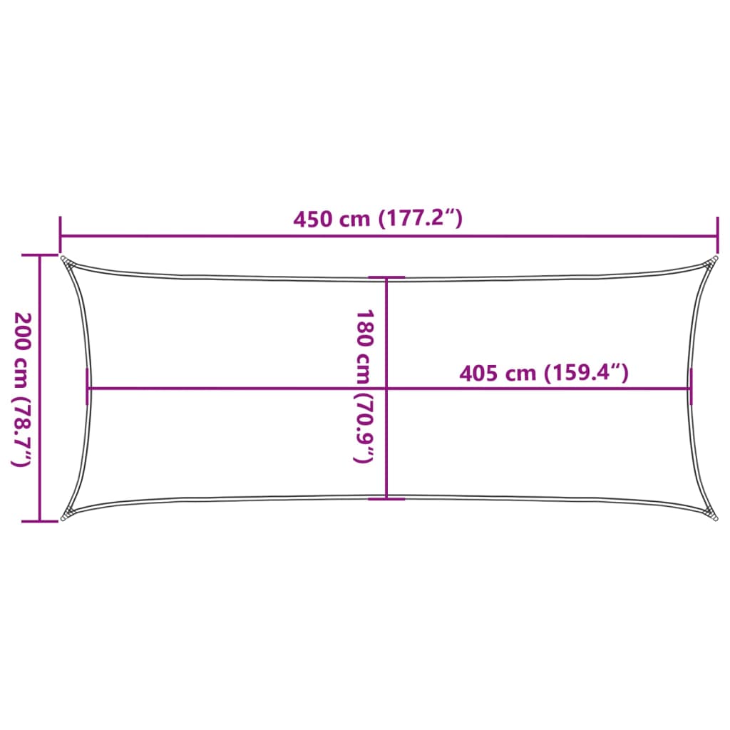 solsejl 2x4,5 m 160 g/m² HDPE brun