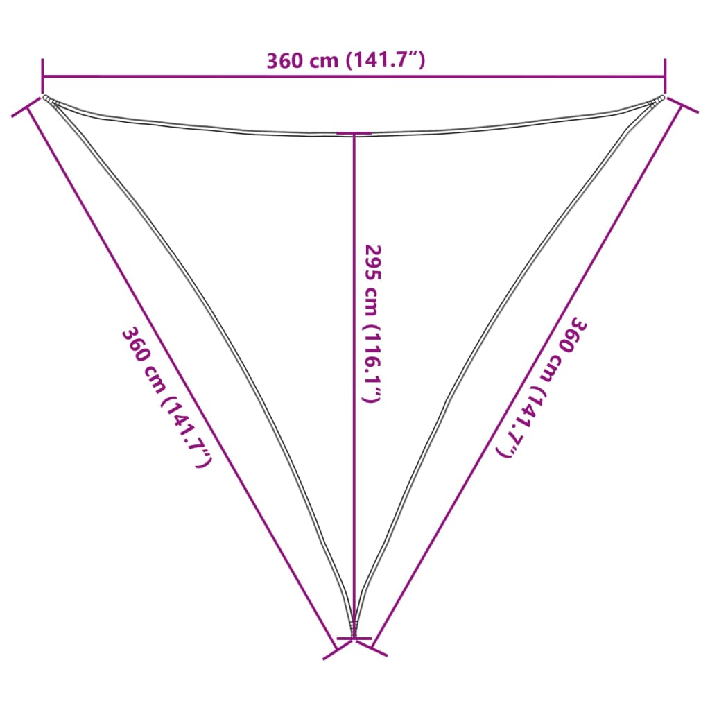 solsejl 160 g/m² 3,6x3,6x3,6 m HDPE brun