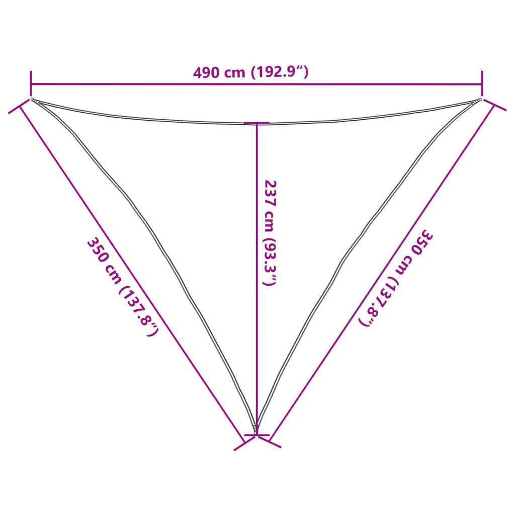 solsejl 3,5x3,5x4,9 m 160 g/m²  HDPE brun