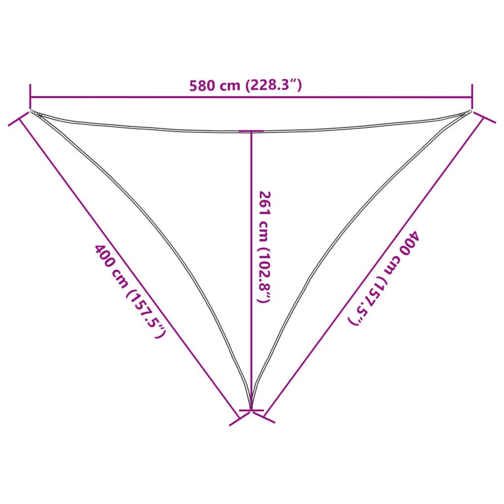solsejl 4x4x5,8 m 160 g/m² HDPE brun