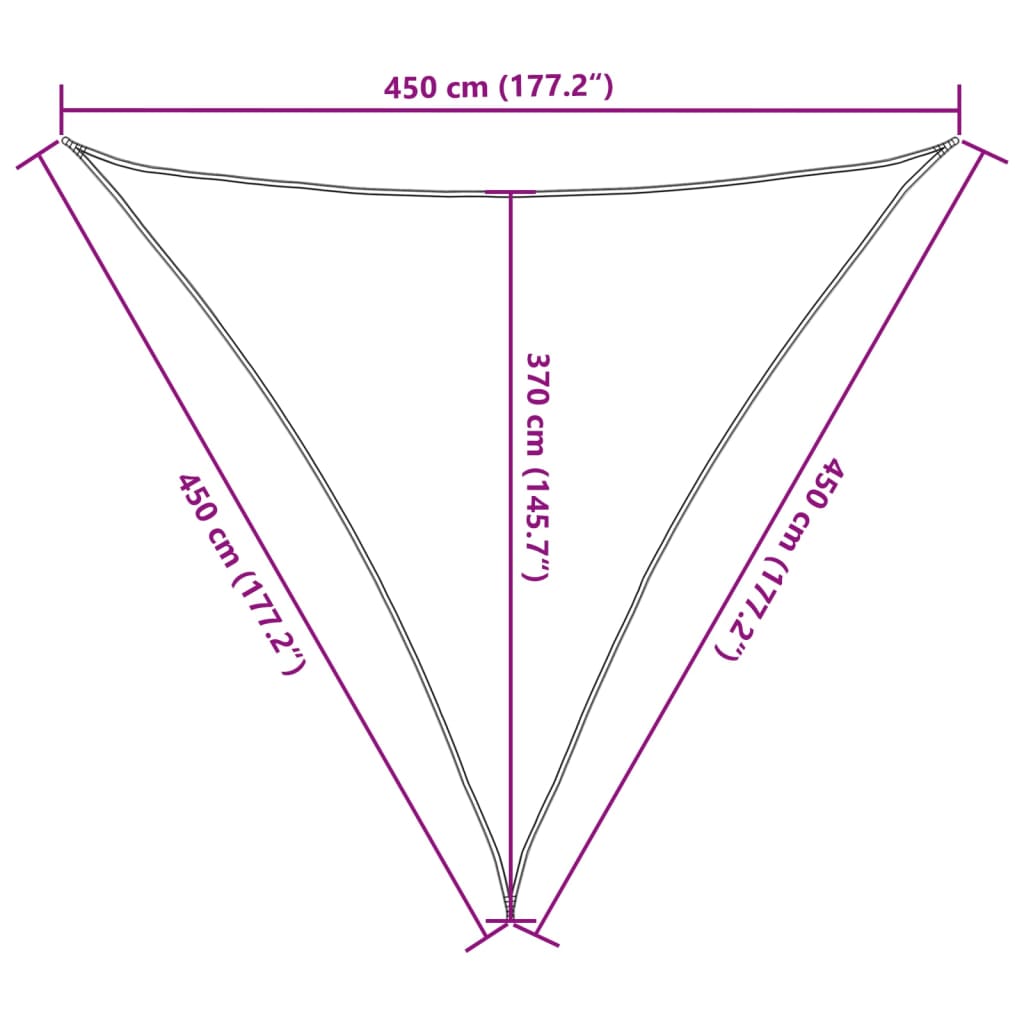 solsejl 4,5x4,5x4,5 m 160 g/m² HDPE brun