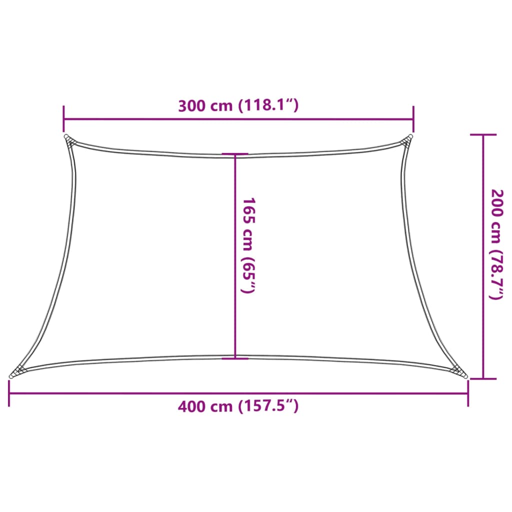 solsejl 3/4x2 m 160 g/m² HDPE brun