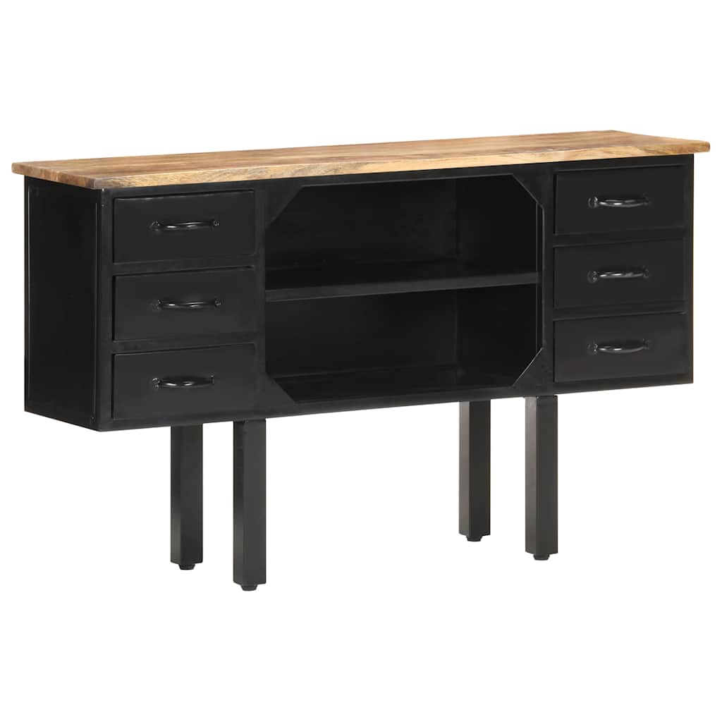 skænk 110x30x65 cm massivt ru mangotræ og stål