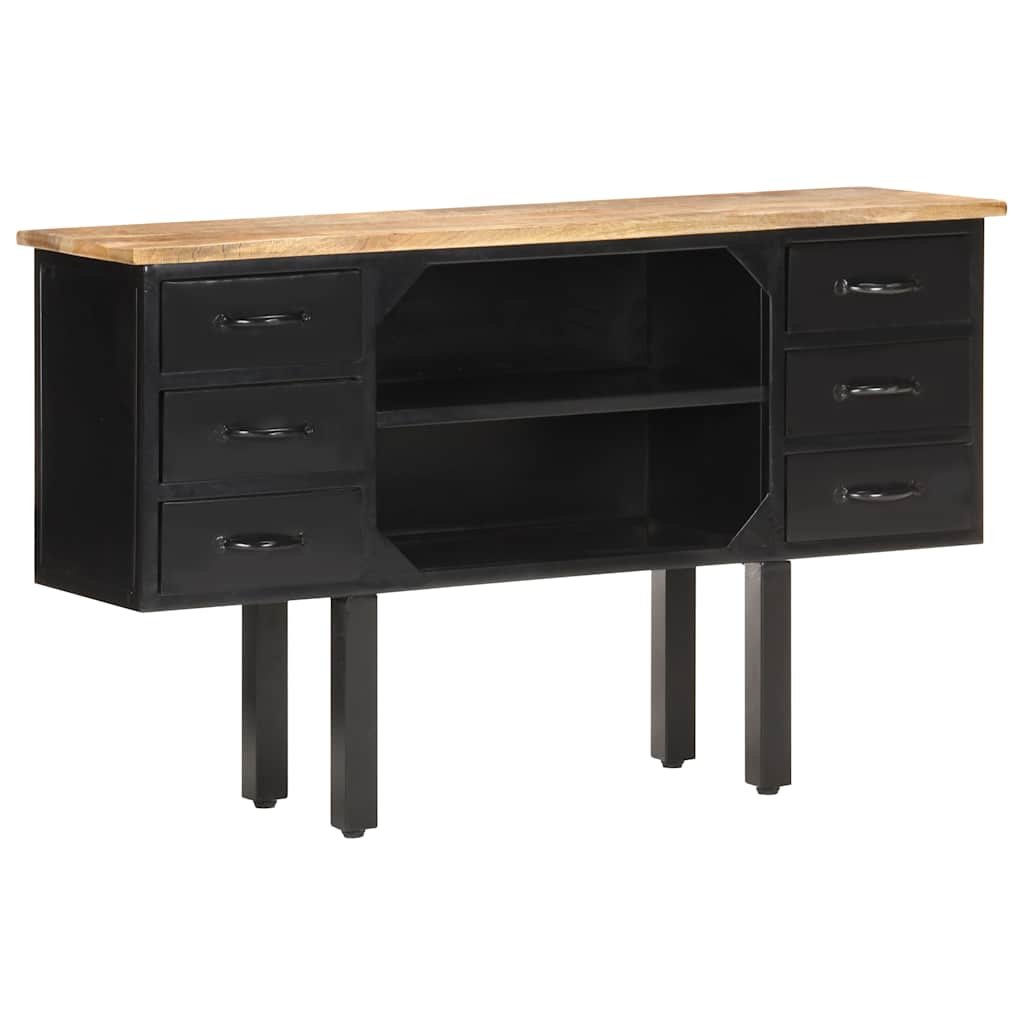 skænk 110x30x65 cm massivt ru mangotræ og stål