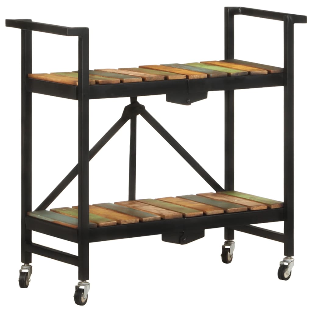 køkkenvogn 87x36x81 cm massivt genbrugstræ billede