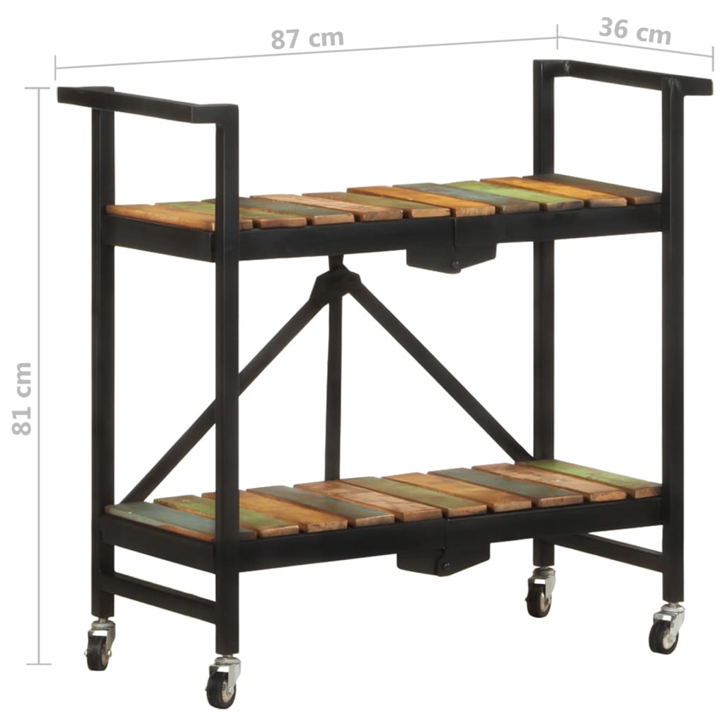 køkkenvogn 87x36x81 cm massivt genbrugstræ