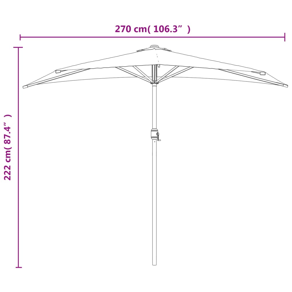 altanparasol med aluminiumsstang 270x144x222 cm halv terrakotta