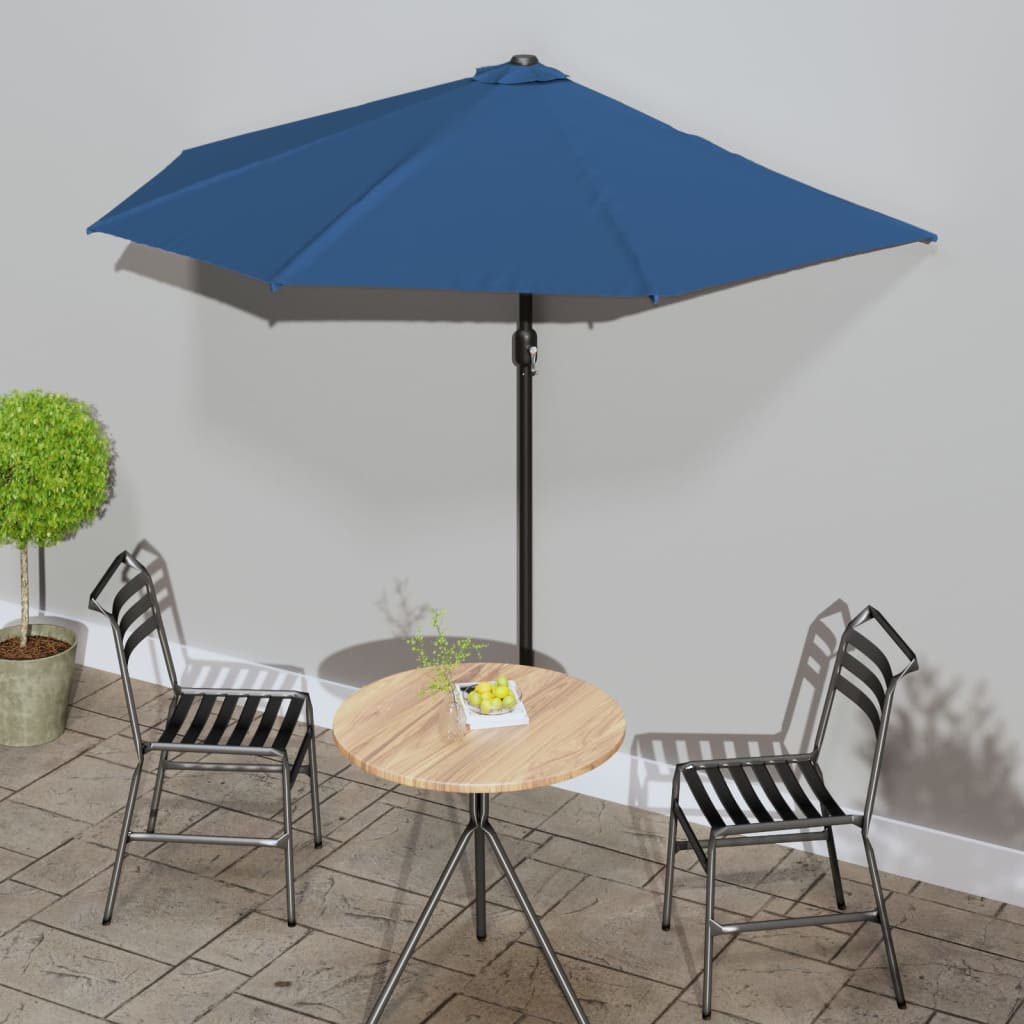 altanparasol med aluminiumsstang 270x144x222 cm halv blå billede