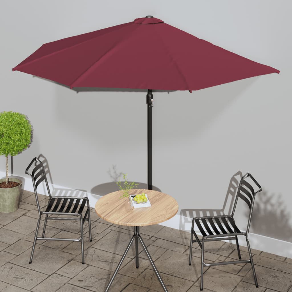 altanparasol med aluminiumsstang 300x155x223 cm halv bordeaux