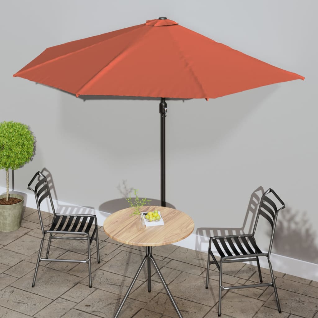 Altanparasol halvrund 300 × 155 × 223 cm - terrakotta, aluminiumsstang