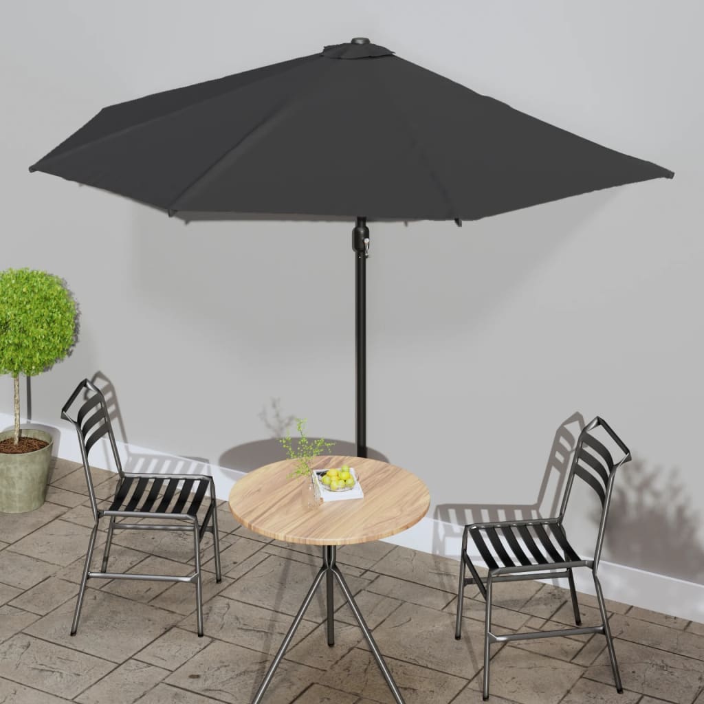 Altanparasol halvrund 300 × 155 × 223 cm - sort, aluminiumsstang